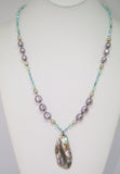 Knotted Crystals and Pearls with Abalone Pendant