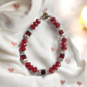 Austrian Crystal and Ruby Quartz Bracelet