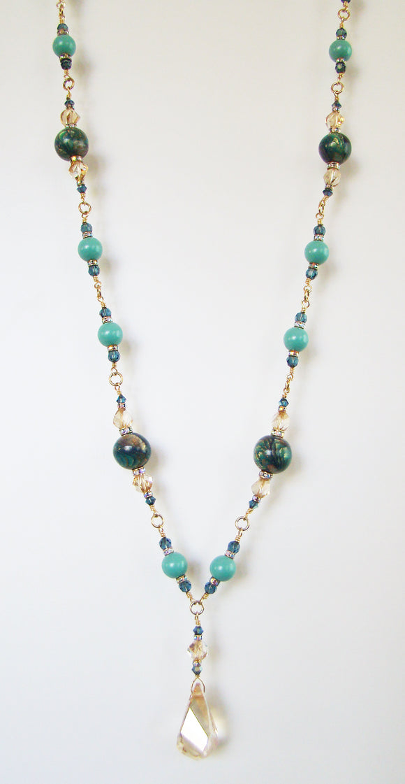Polymer Clay and Jade Pearl Necklace