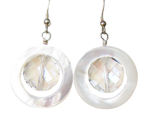 Mother of Pearl and Swarovski Crystal Earrings