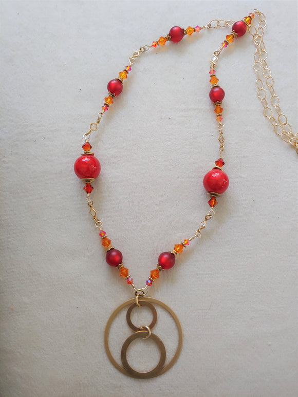 Dramatic Red Capiz Shell Necklace