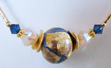 Blue/Gold Polymer Clay Necklace